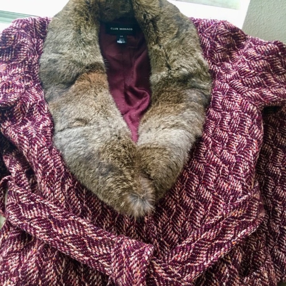 Club Monaco coat with faux fur collar - Picture 3 of 7